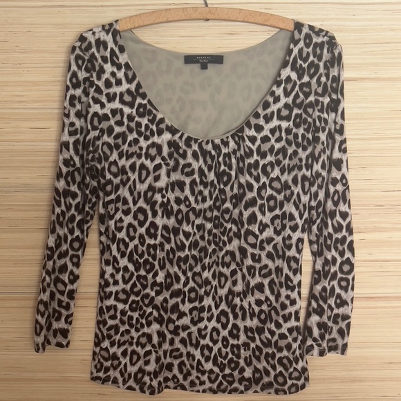 Weekend Maxmara animal print top size L large cheetah leopard scoop neck - Picture 1 of 6